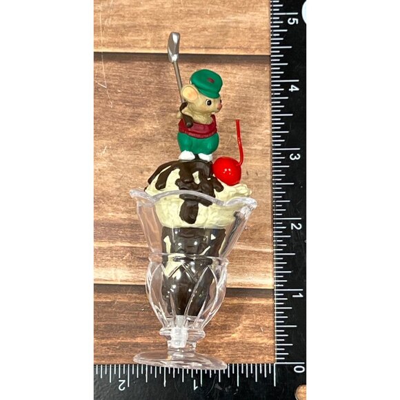 1999 HALLMARK ORNAMENT QX6617 ICE CREAM SUNDAE GOLFER MOUSE BY SUE TAGUE - Picture 9 of 10